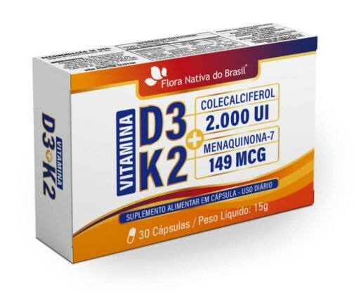 VITAMINAS D3+K2 30CAPS (2000UI D3 E 149MCG K2) - Imagem 2