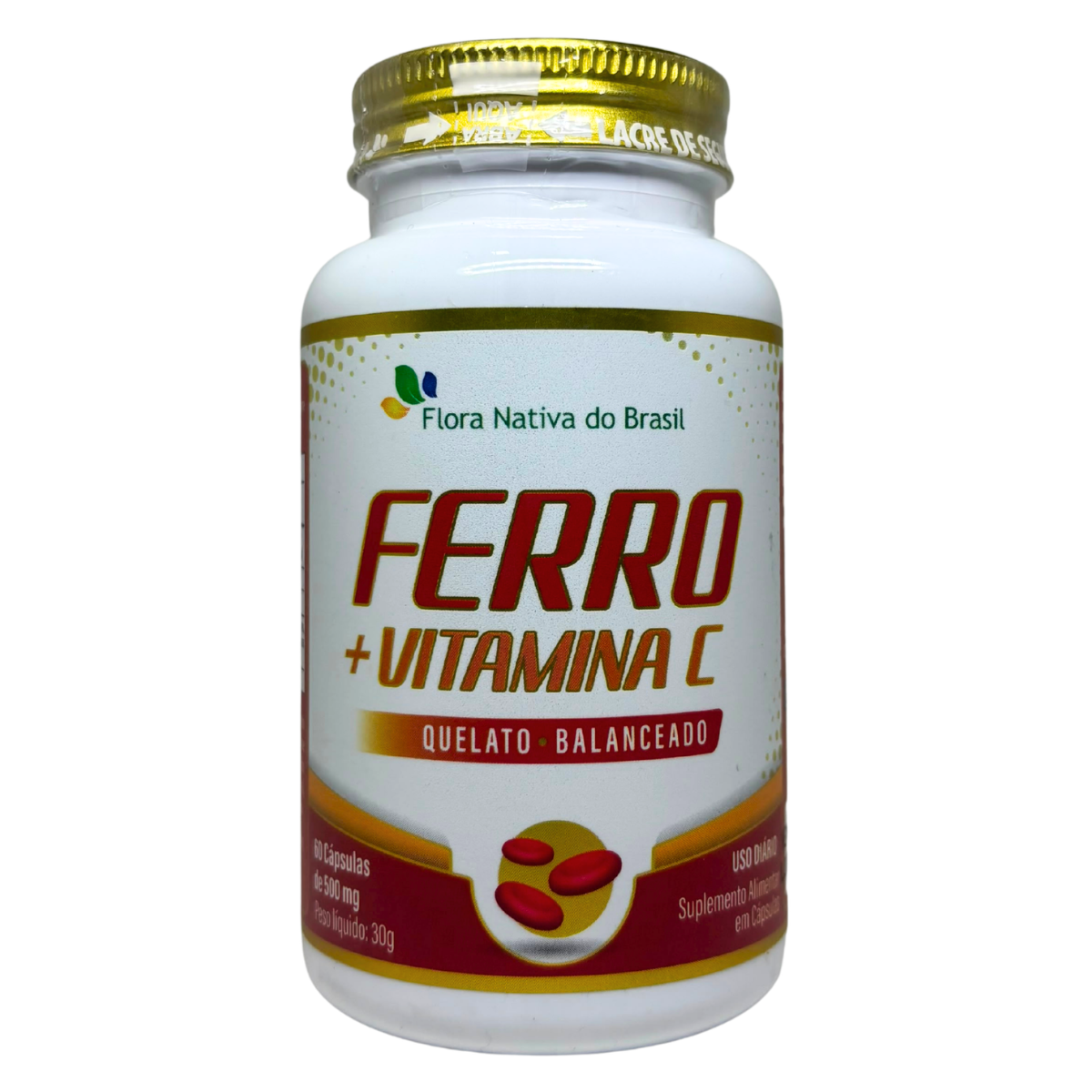 FERRO QUELATO + VITAMINA C 60 CÁPSULAS